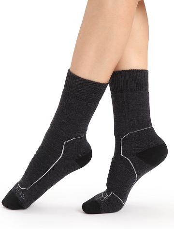 Chaussettes Icebreaker Merino Hike+ Heavy Crew Femme Noir Grise | FR 1450CTVE